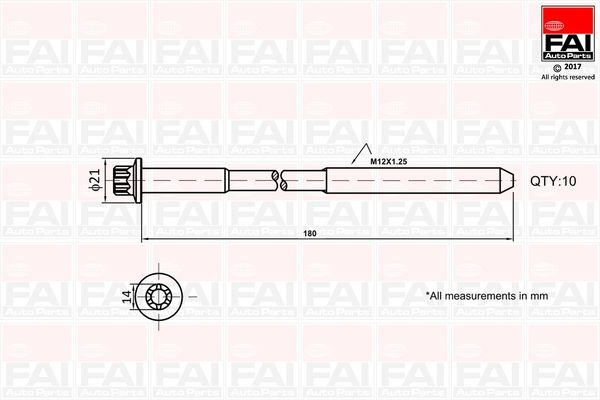 FAI AUTOPARTS Комплект болтов головки цилидра B2111